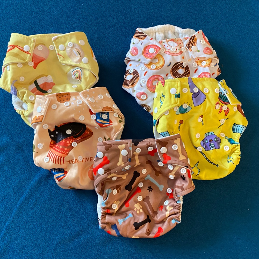 Kawaii cloth diaper covers, overnight use, 5x